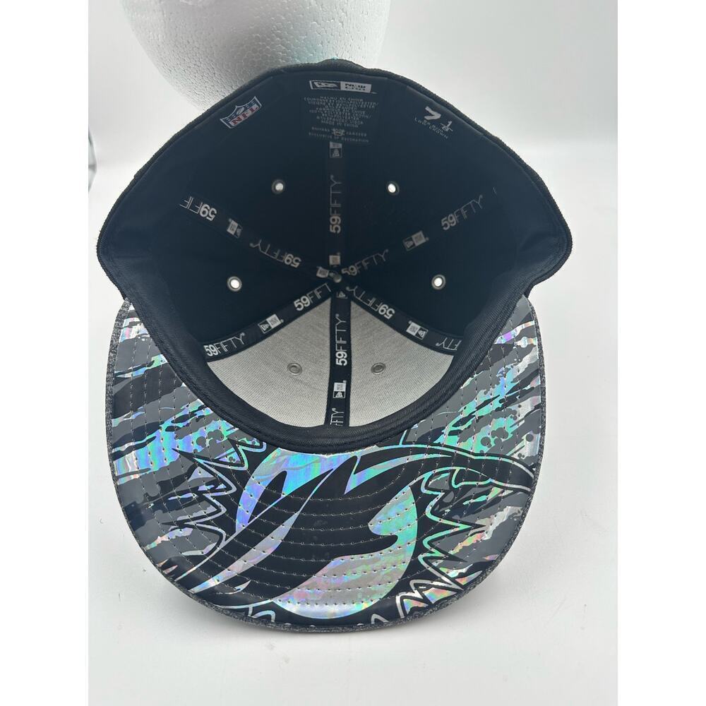 Miami Dolphins Fitted Hat Cap - Size 7 1/8 - New Era 59Fifty - Black Blue Grey - Picture 6 of 6